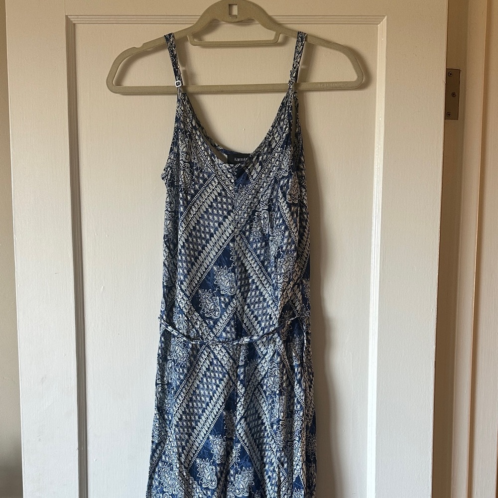 Karen Kane Navy and White Geometric Midi Dress